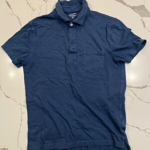 J Crew Polo Blue Slub Cotton Short Sleeve Pocket, Size S